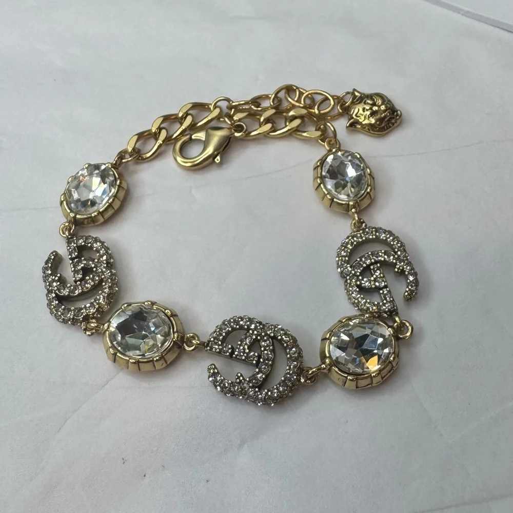 Gucci Crystal-Embellished Gold and Silver Bracelet - Picture 2 of 12
